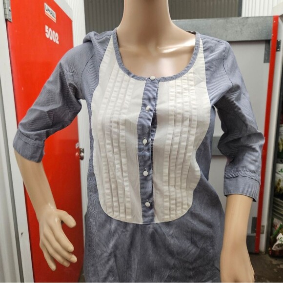 Lark & Wolff Striped Shirt Dress with pleated bib - Picture 10 of 10